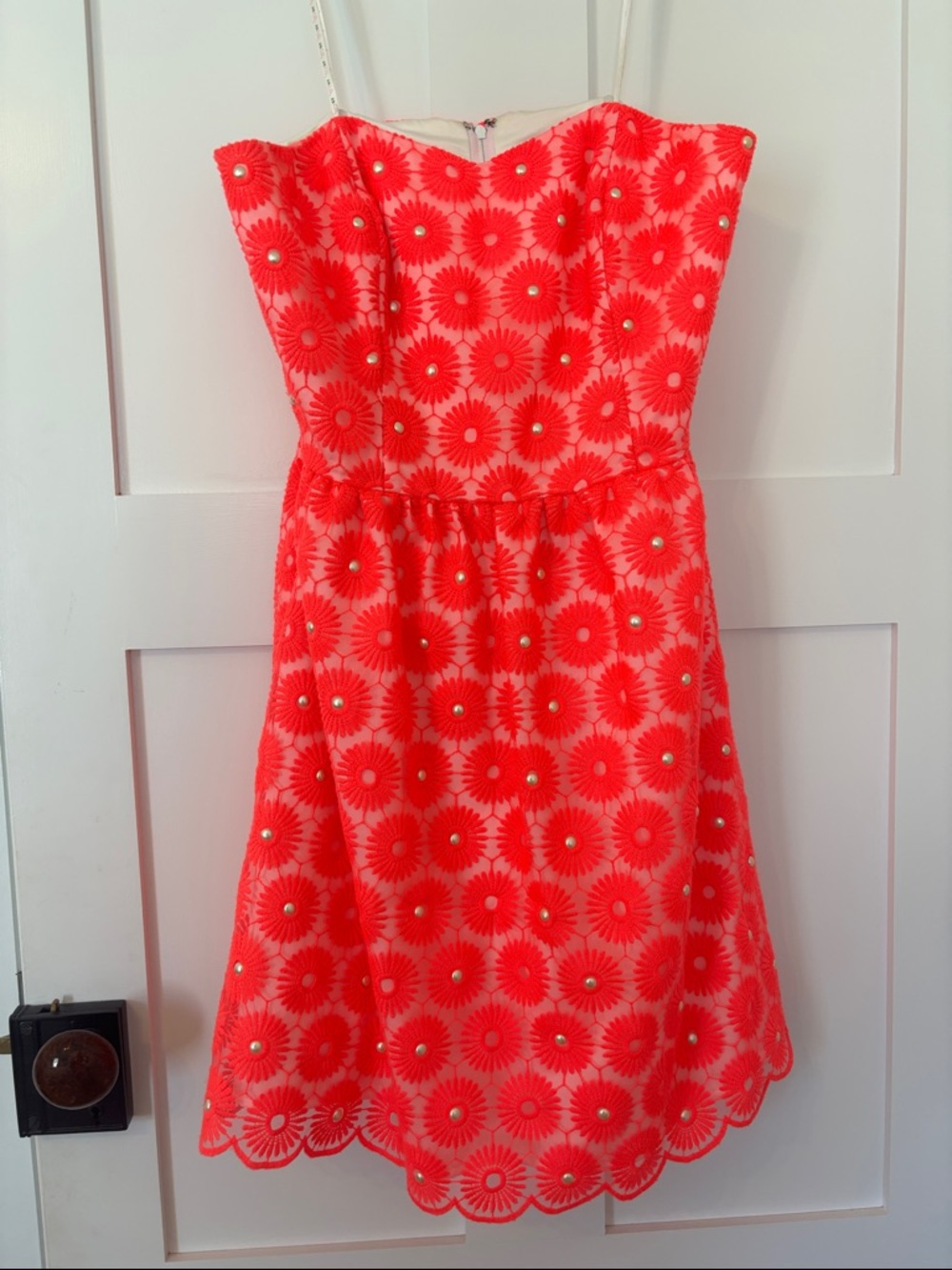 Lilly Pulitzer Payton Neon Coral Organza Fit n Flare Mini Dress, Size 4